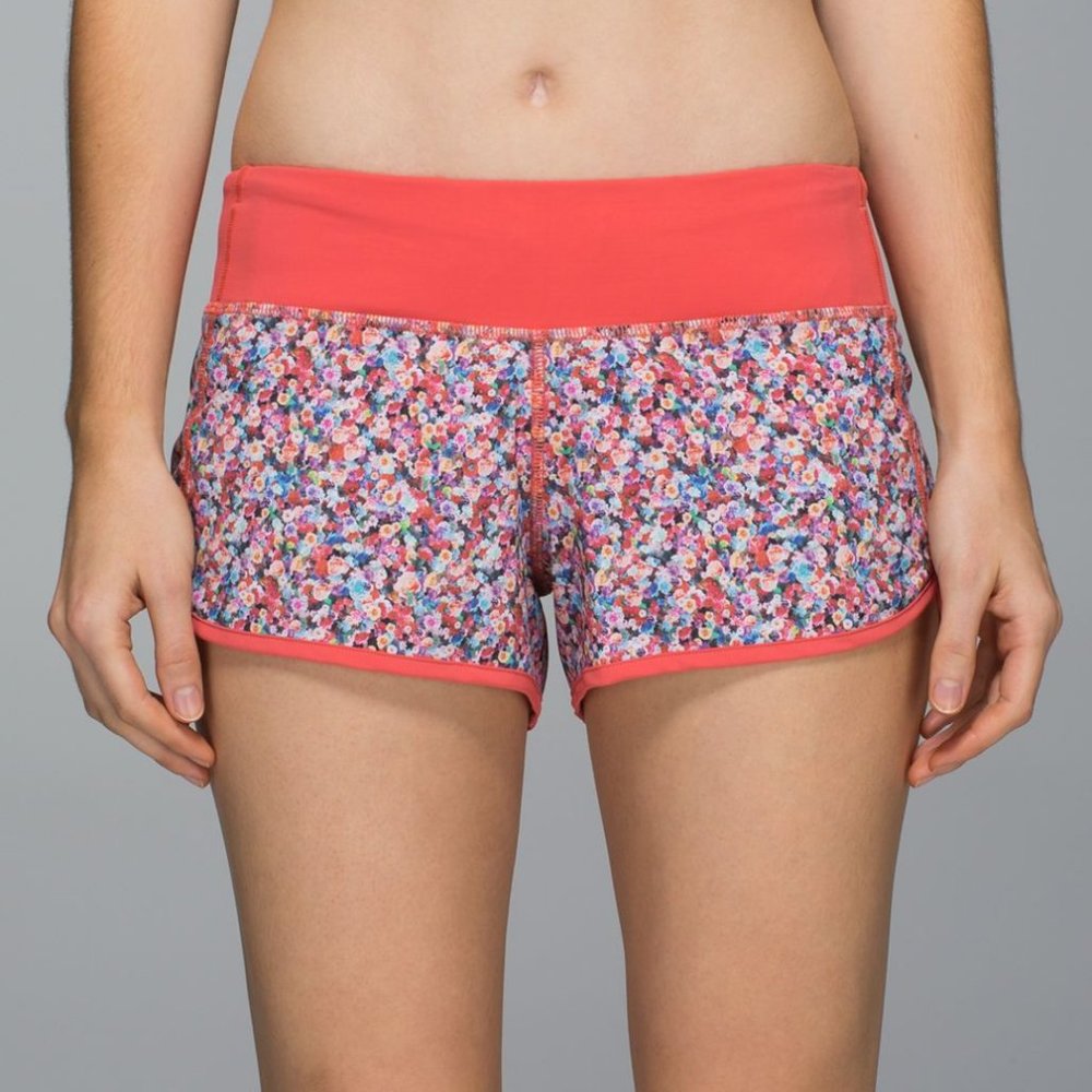 Lululemon Women's Run: Speed Short *4-way Stretch Prism Petal Multi / Atomic Red